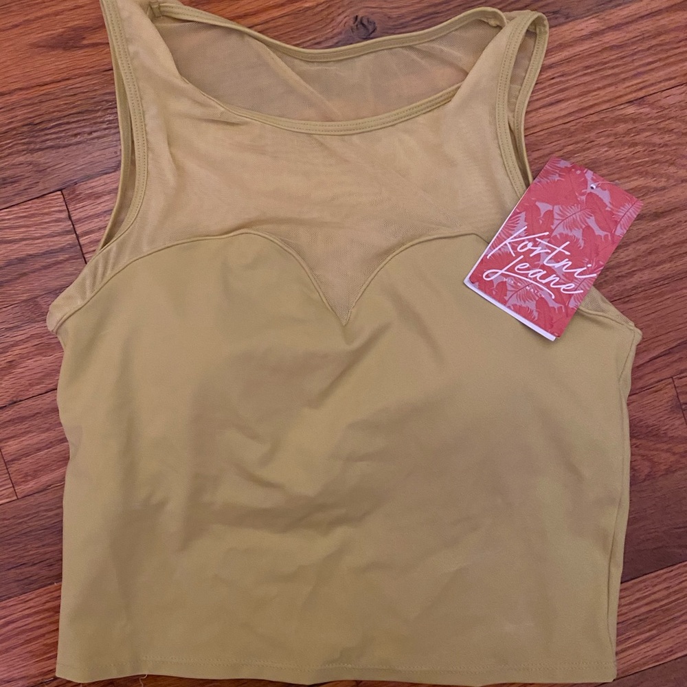 NWT Netted Sweetheart Top Burnt Lime